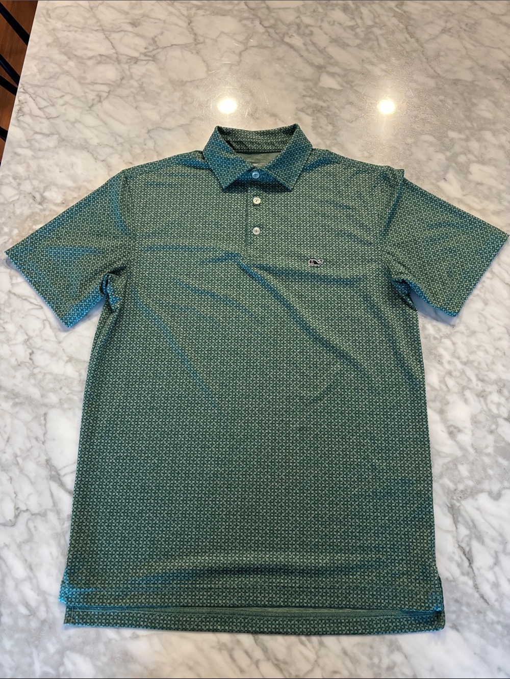 Vineyard Vines Green Micro-Print Polo, XS